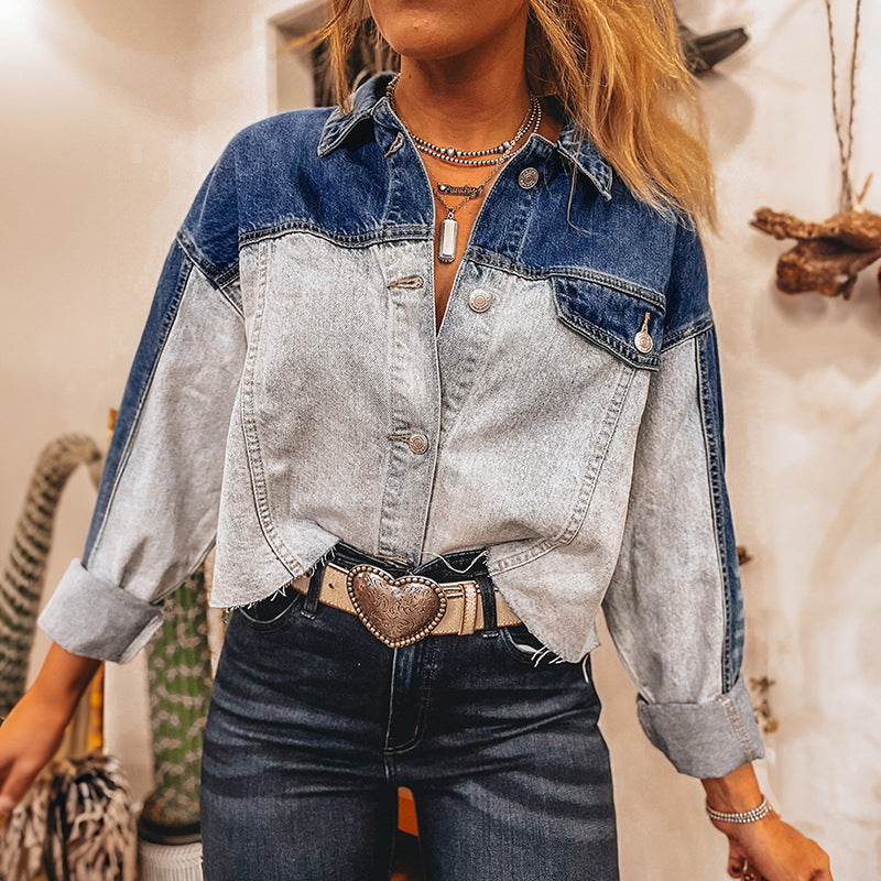 Single Row Multi-buckle Denim Coat For Women