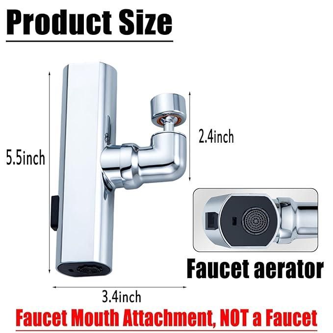 3-in-1 Adjustable Faucet Aerator – 360° Rotating Tap Nozzle with 3 Water Outlet Modes (Brass + ABS, Multi-Layer Electroplating)