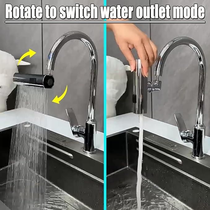 3-in-1 Adjustable Faucet Aerator – 360° Rotating Tap Nozzle with 3 Water Outlet Modes (Brass + ABS, Multi-Layer Electroplating)
